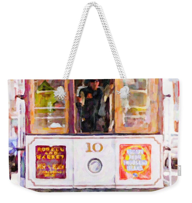 San Francisco Weekender Tote Bag featuring the painting Cable Car No. 10 by Chris Armytage