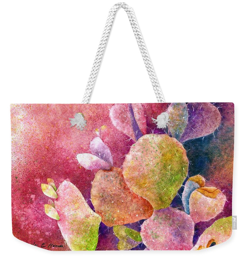 Hearts Weekender Tote Bag featuring the painting Cactus Heart by Hailey E Herrera