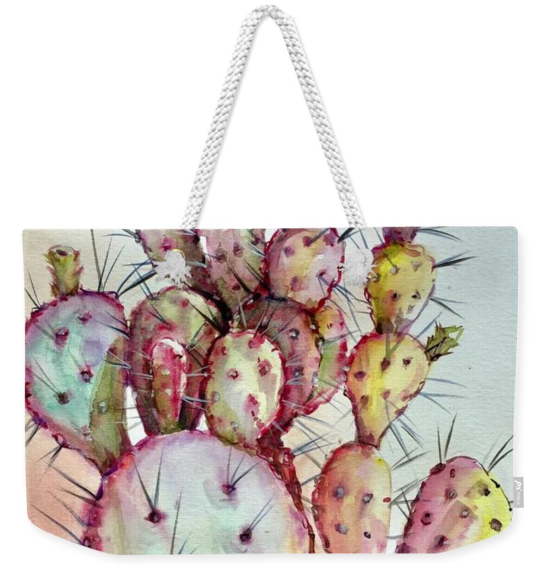Plant Weekender Tote Bag featuring the painting Cactus by Katerina Kovatcheva