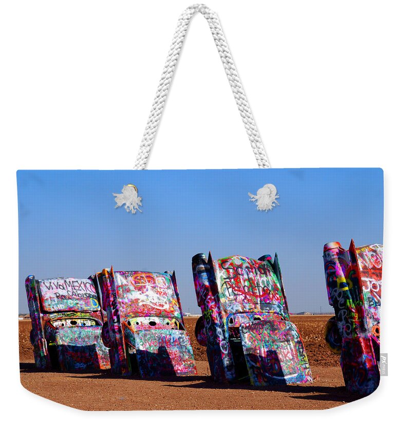 Photography Weekender Tote Bag featuring the photograph Cadillac Ranch by Susanne Van Hulst