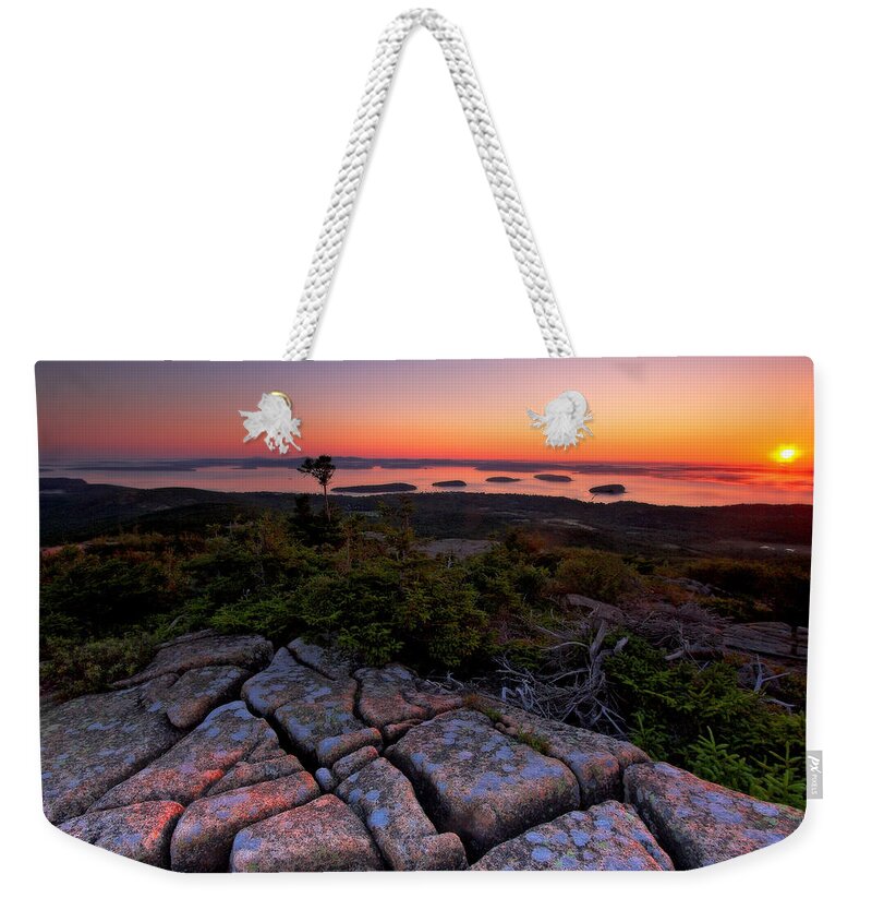 Acadia Weekender Tote Bag featuring the photograph Cadillac Rock by Neil Shapiro