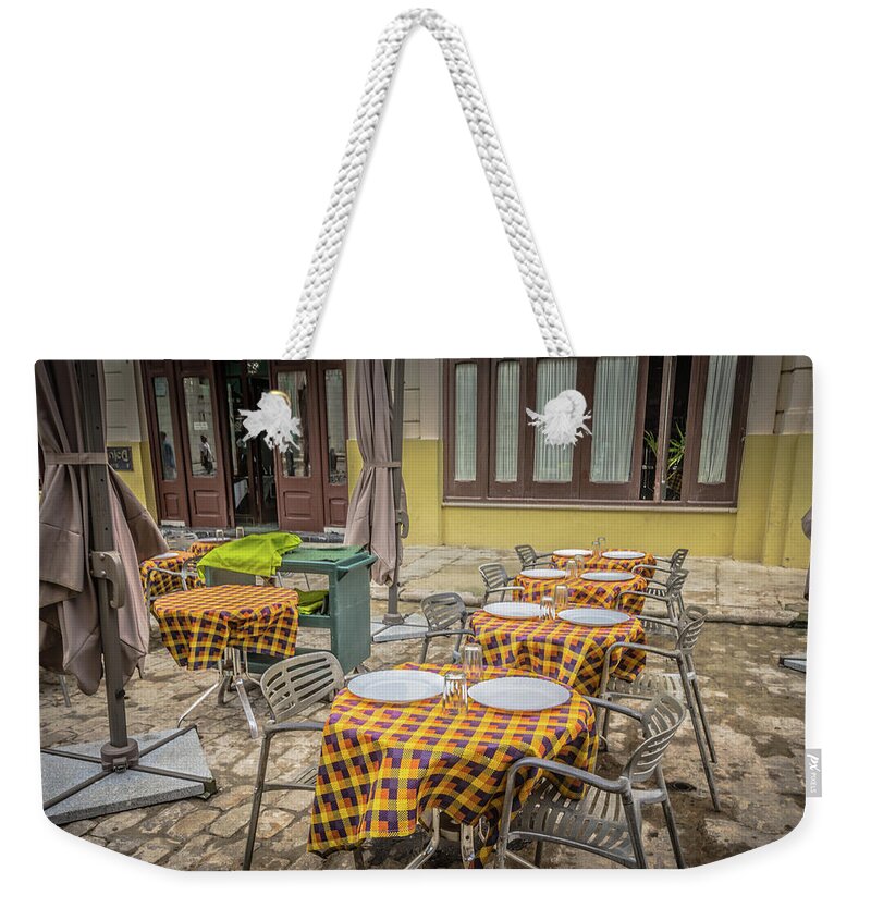 Havana Weekender Tote Bag featuring the photograph Cafe by Bill Howard