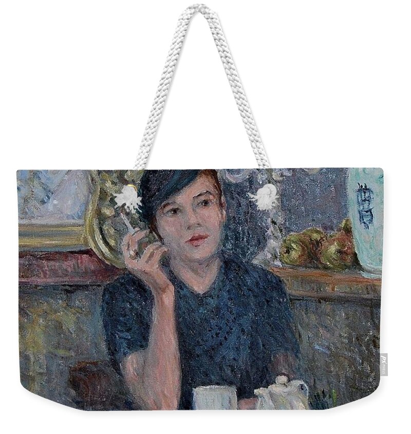 Cafe Weekender Tote Bag featuring the painting Cafe de Paris by Pierre Dijk