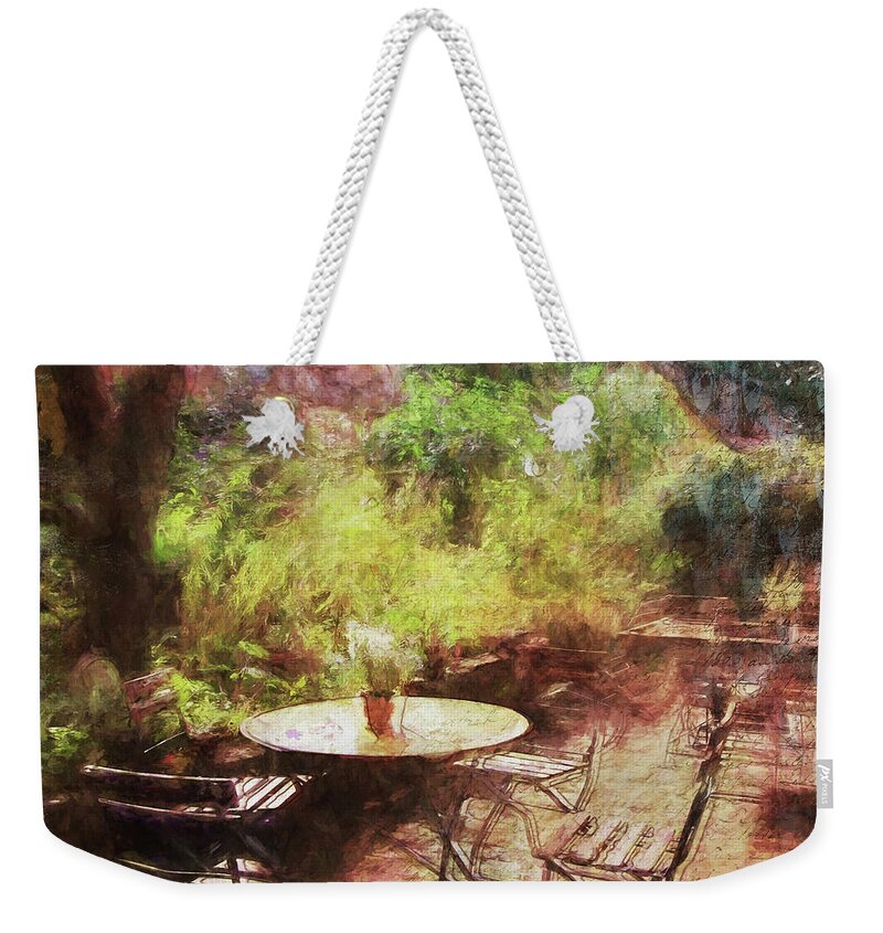 Caf� Weekender Tote Bag featuring the photograph Cafe Gerberhaus by Looking Glass Images