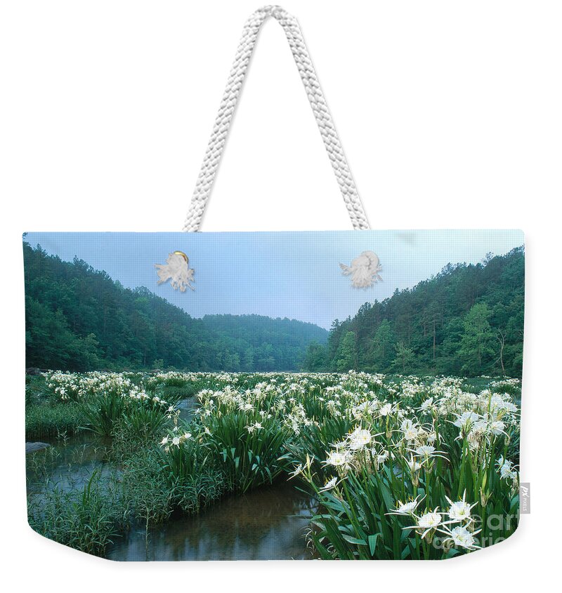 Cahaba River Weekender Tote Bag featuring the photograph Cahaba River With Lilies by Jeffrey Lepore