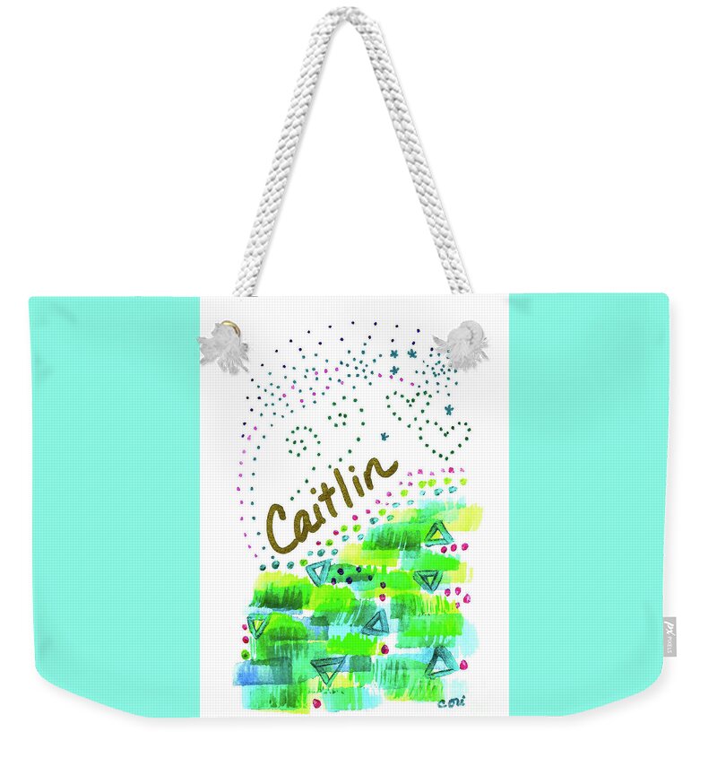 Personalize Weekender Tote Bag featuring the painting Caitlin by Corinne Carroll