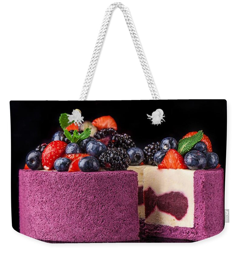 Cake Weekender Tote Bag featuring the digital art Cake by Maye Loeser