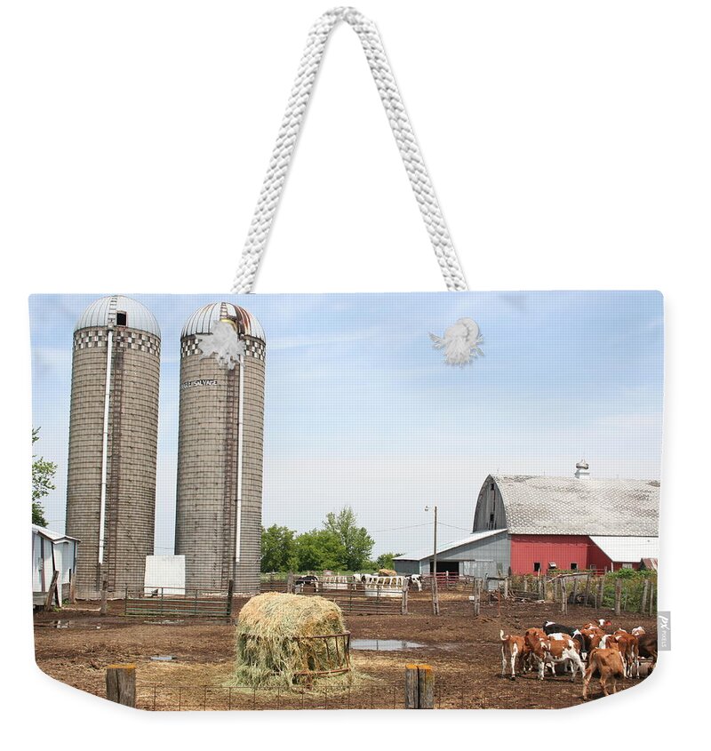 Calf Farm Weekender Tote Bag featuring the photograph Calf Farm by Dylan Punke