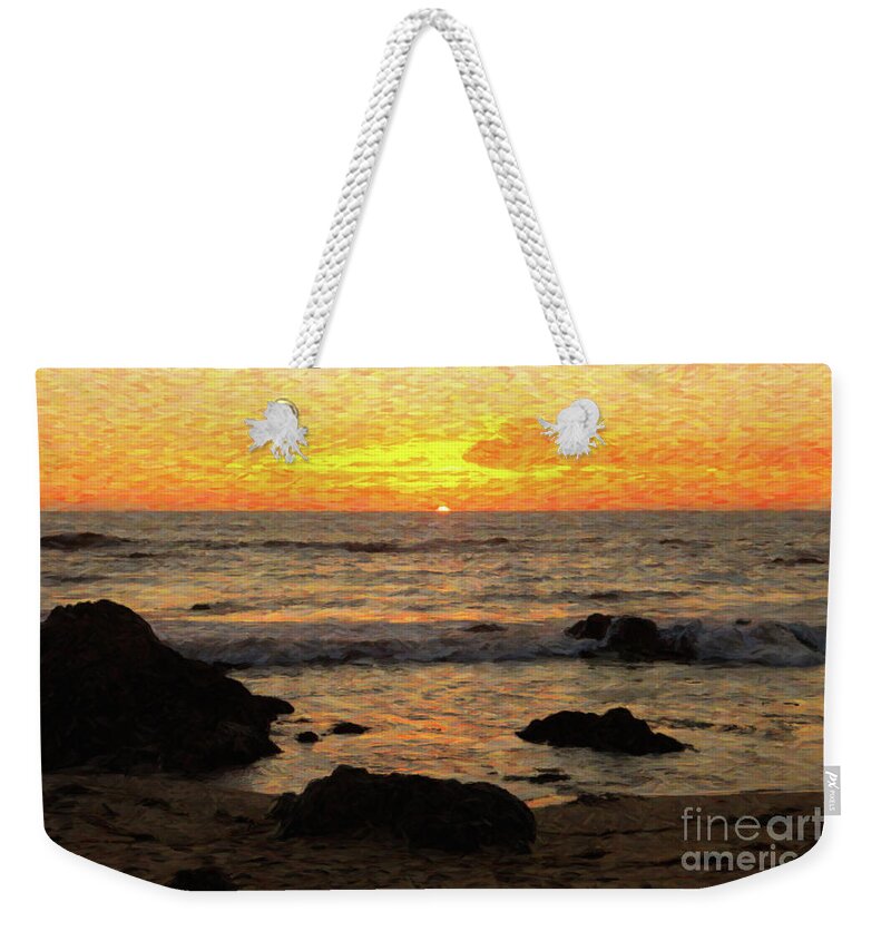 California Weekender Tote Bag featuring the digital art California Coast Sunset by Diane Diederich