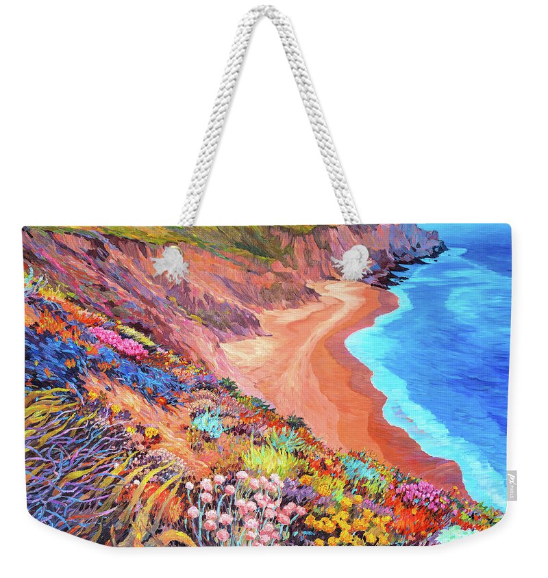 California Landscape Weekender Tote Bag featuring the painting California Coast Wildflowers by Judith Barath