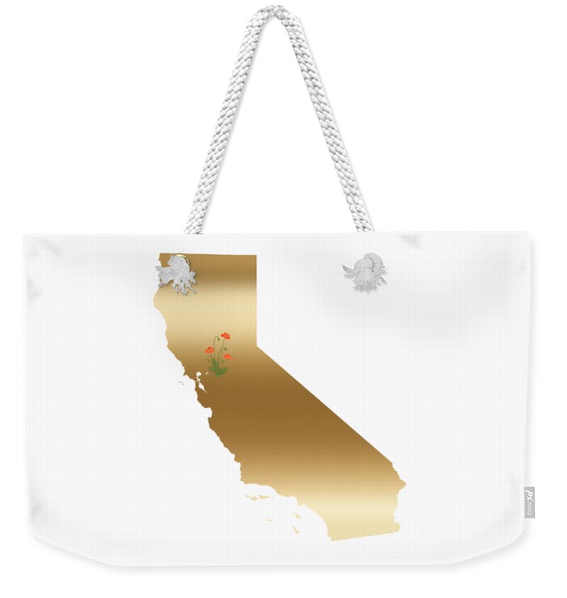 California Weekender Tote Bag featuring the digital art California Gold with State Flower by Leah McPhail