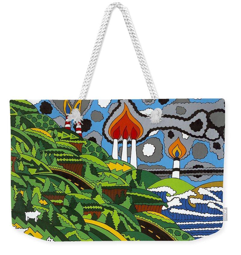 Coastal Landscape Weekender Tote Bag featuring the painting California Highway 1 by Rojax Art