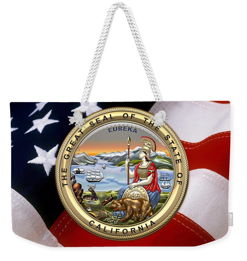 California State Seal over U.S. Flag Weekender Tote Bag