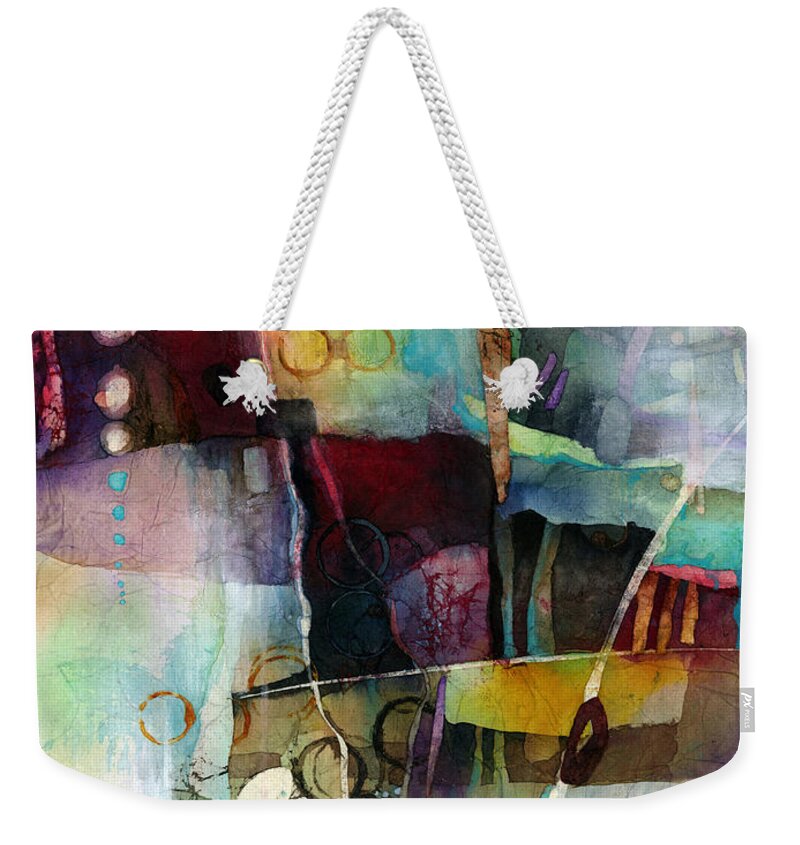 Abstract Weekender Tote Bag featuring the painting Calm Cascade by Hailey E Herrera