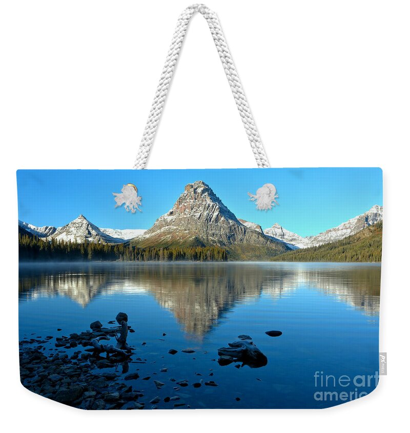 Two Medicine Weekender Tote Bag featuring the photograph Calm Morning At 2 Medicine by Adam Jewell