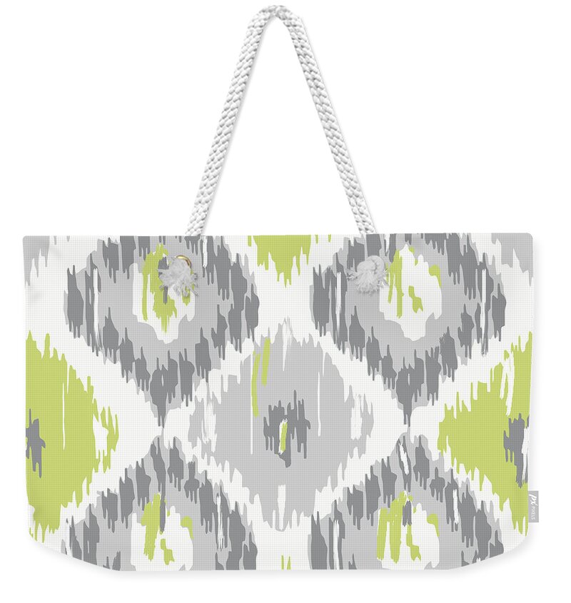 Ikat Weekender Tote Bag featuring the painting Calyx IKat Pattern by Mindy Sommers