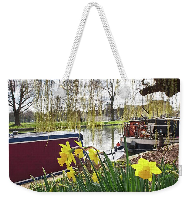 Cambridge Weekender Tote Bag featuring the photograph Cambridge Riverbank In Spring by Gill Billington