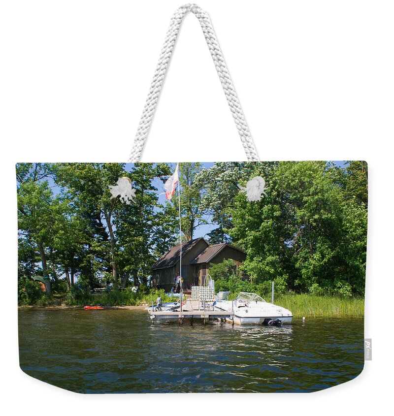 Borden Lake Weekender Tote Bag featuring the photograph Camelot Island by Gary Eason