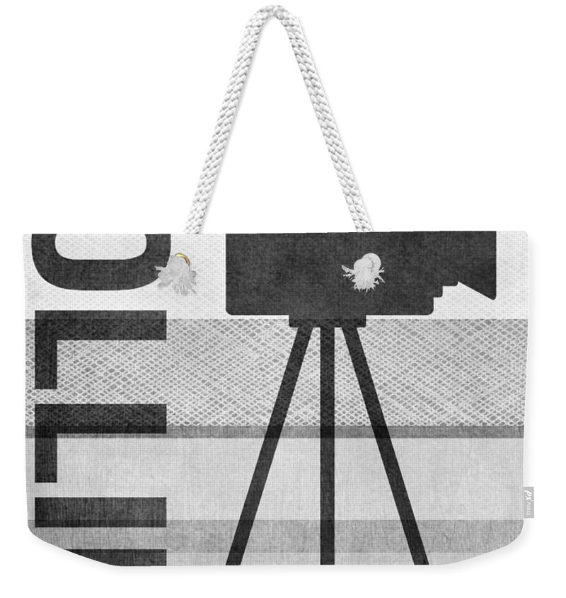 Movie Weekender Tote Bag featuring the mixed media Cameras Rolling- Art by Linda Woods by Linda Woods