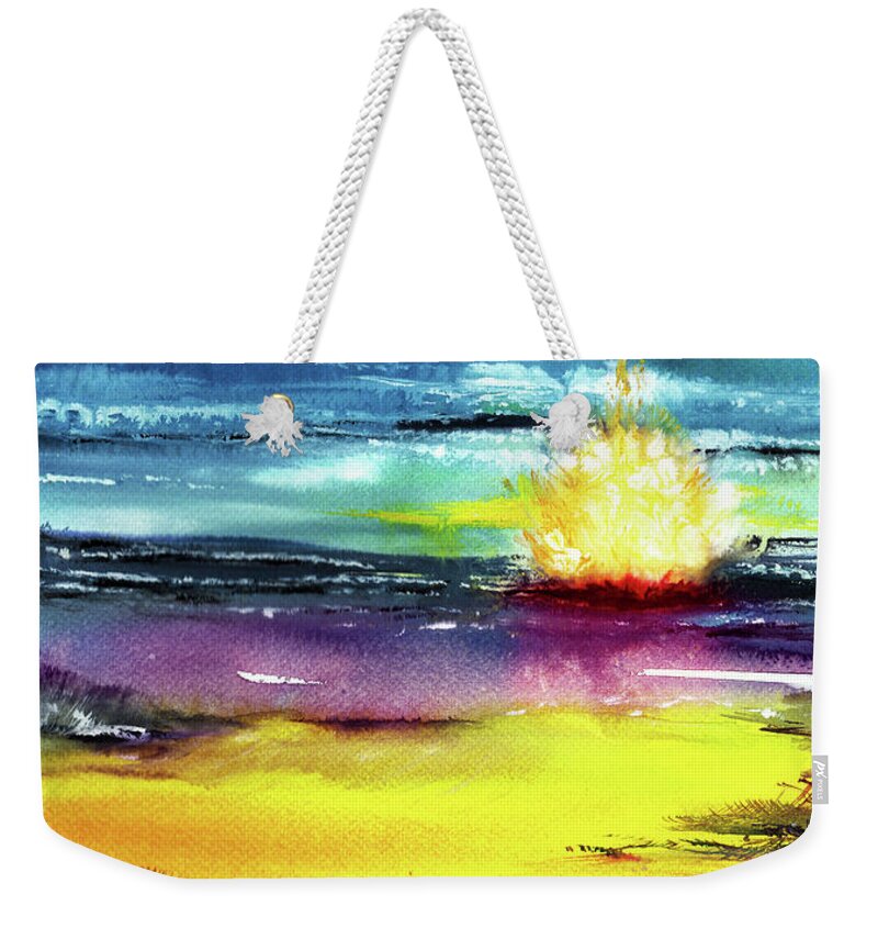 Nature Weekender Tote Bag featuring the painting Campfire by Anil Nene