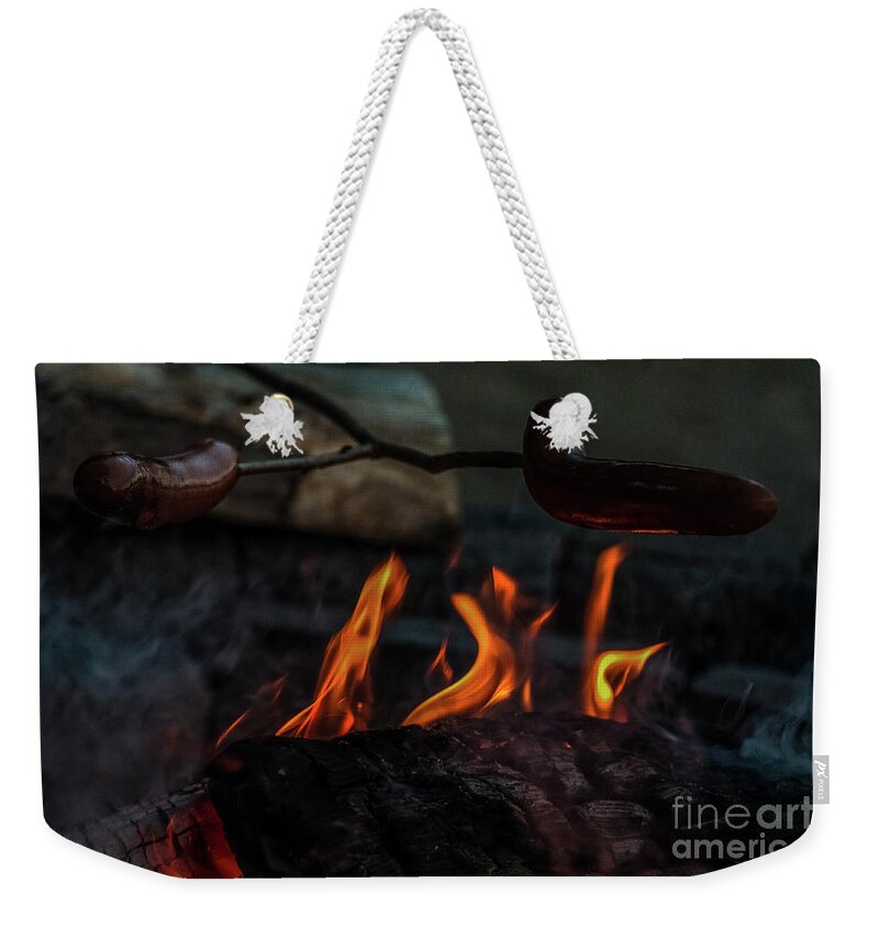 Campfire Weekender Tote Bag featuring the photograph Campfire by Mim White