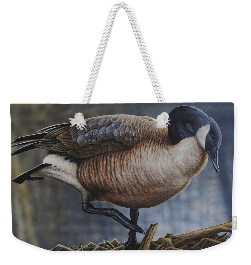Goose Weekender Tote Bag featuring the painting Canada Goose by Anthony J Padgett