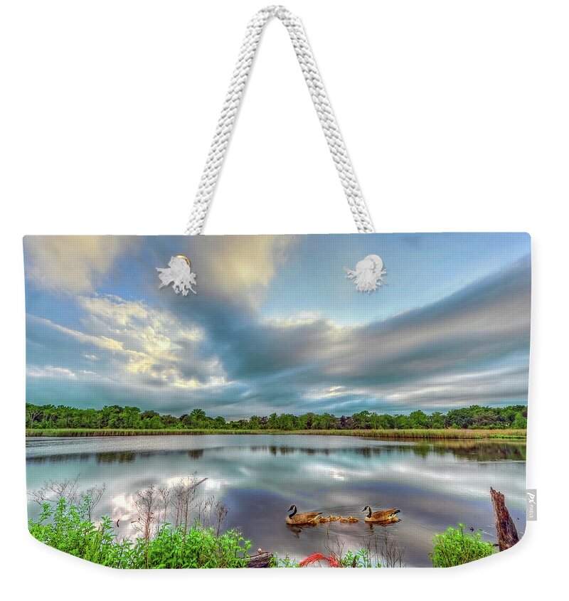 Canadian Geese on a Marylamd pond Weekender Tote Bag by Patrick Wolf |  Pixels
