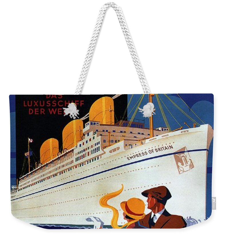 Canadian Pacific Weekender Tote Bag featuring the mixed media Canadian Pacific - Hamburg-Berlin - Empress Of Britain - Retro travel Poster - Vintage Poster by Studio Grafiikka