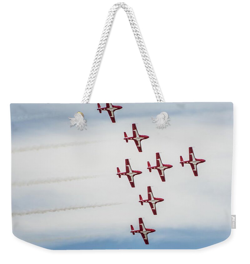 Airport Weekender Tote Bag featuring the photograph Canadian Snowbird Formation by Bill Cubitt