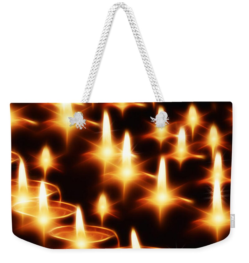 Candles Christmas Card Weekender Tote Bag featuring the photograph Candles Christmas Card by Bellesouth Studio