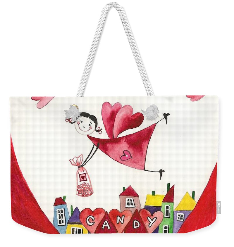 Print Weekender Tote Bag featuring the painting Candy Fairy by Margaryta Yermolayeva