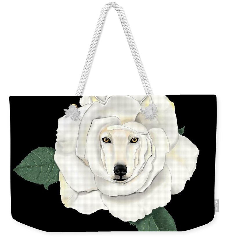 Wolf Weekender Tote Bag featuring the digital art Canis Rosa by Norman Klein