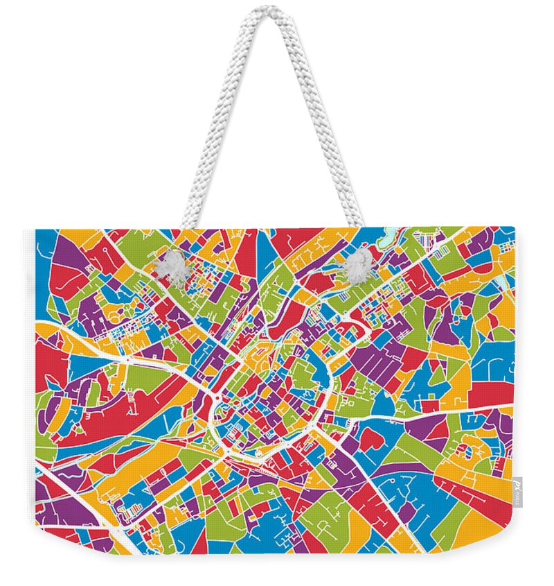 Canterbury Weekender Tote Bag featuring the digital art Canterbury England City Map by Michael Tompsett