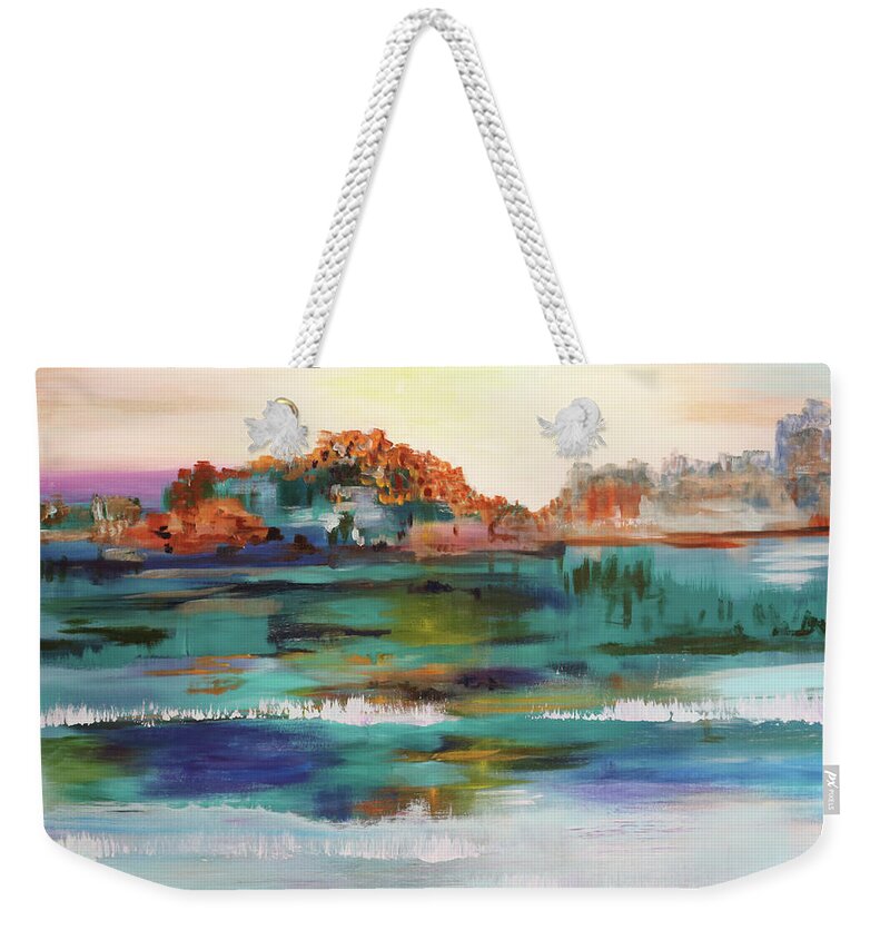 Abstract Weekender Tote Bag featuring the painting Canyon by Carole Sluski