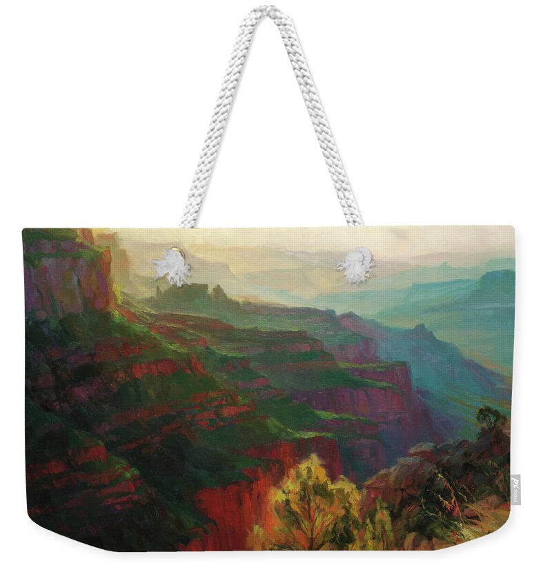 Canyon Weekender Tote Bag featuring the painting Canyon Silhouettes by Steve Henderson