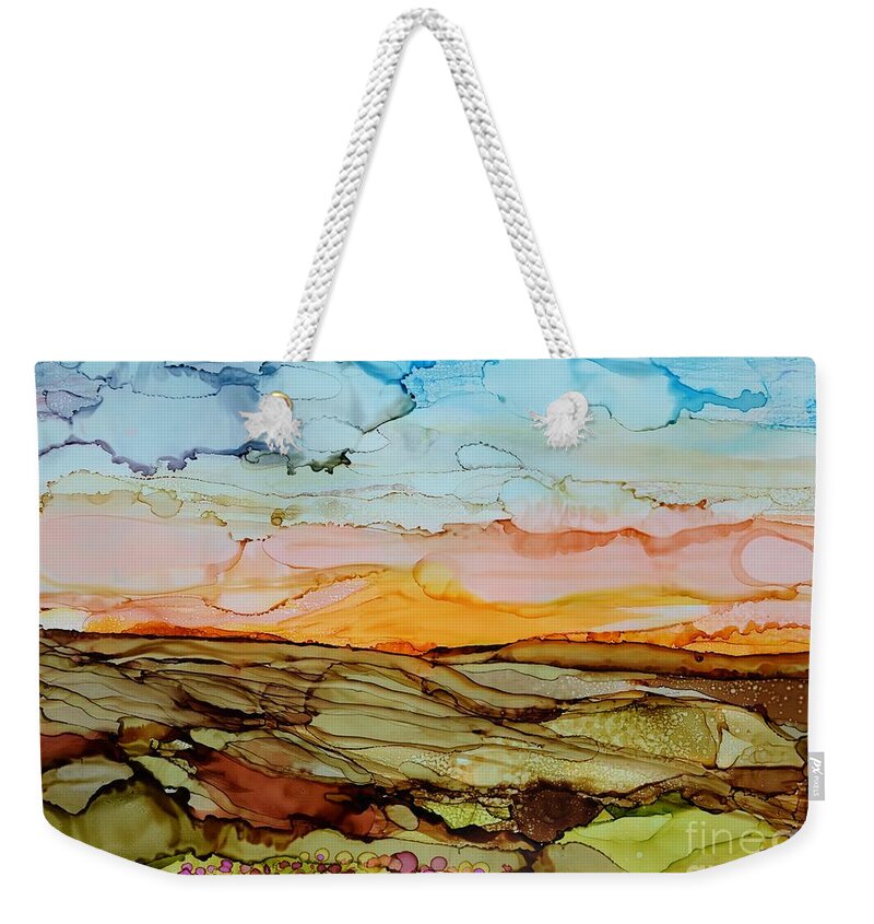 Landscape Weekender Tote Bag featuring the painting Canyon Sunset by Beth Kluth