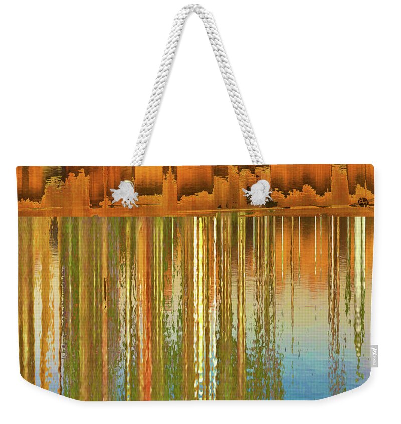 Manhattan Skyline Weekender Tote Bag featuring the painting Canyon by Tony Rubino
