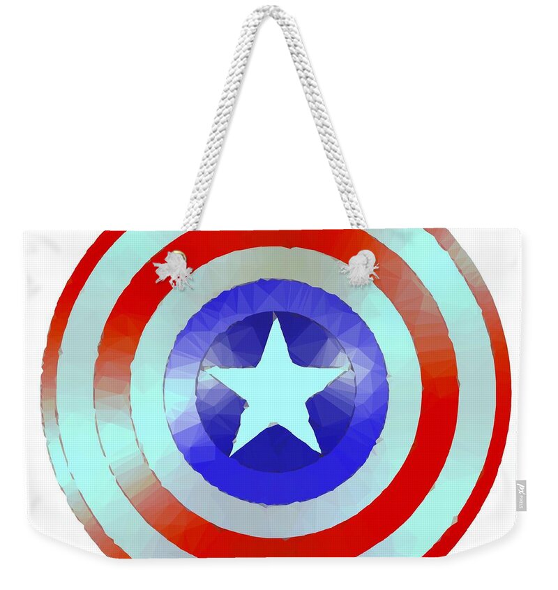 Captain America Weekender Tote Bag featuring the digital art Cap Am Shield 2 by HELGE Art Gallery