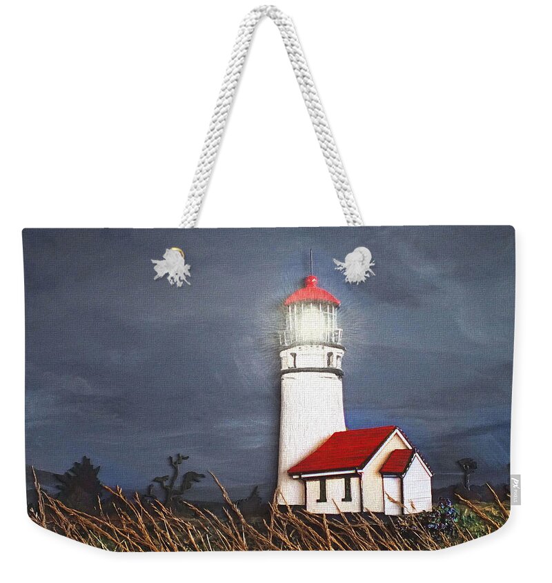 Artwork Weekender Tote Bag featuring the relief Cape Blanco Glow by Wendy McKennon