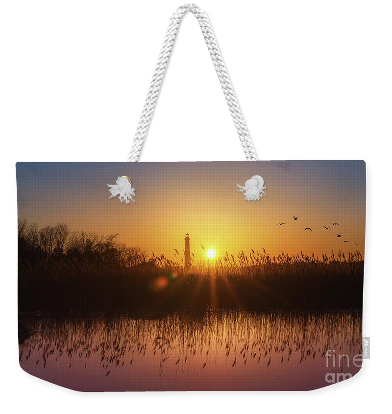 Cape May Weekender Tote Bag featuring the photograph Cape May Light Panorama by Michael Ver Sprill