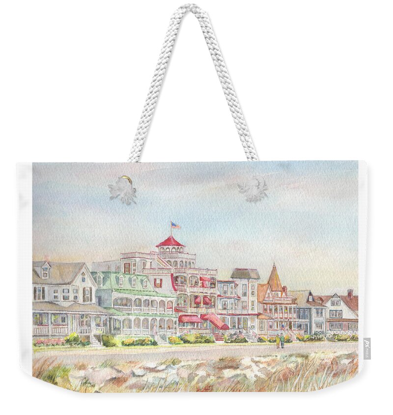 Cape May Weekender Tote Bag featuring the painting Cape May Promenade, Jersey Shore by Pamela Parsons