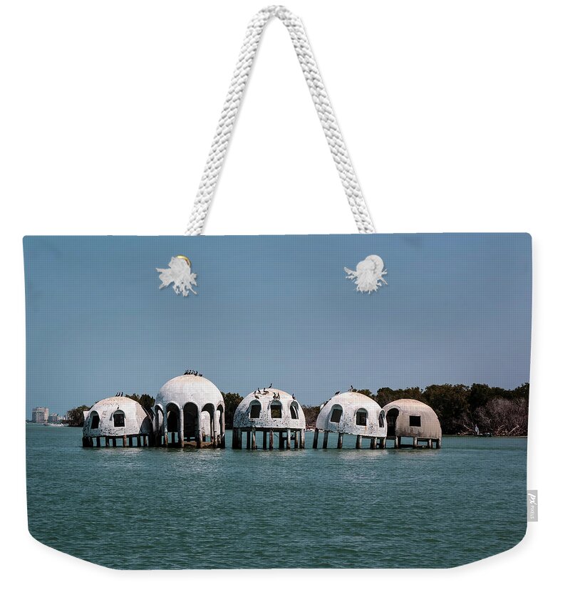 Florida Weekender Tote Bag featuring the photograph Cape Romano - Domed Homes - Marco in the Background by Ronald Reid