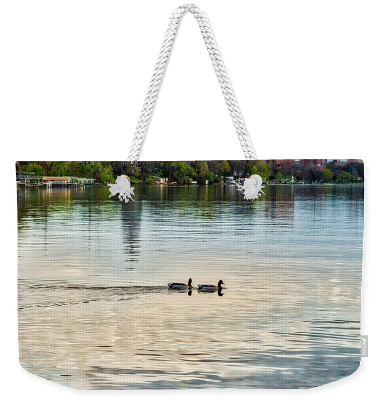Capitol Weekender Tote Bag featuring the photograph Capitol -Madison-Wisconsin from Tenney Park by Steven Ralser