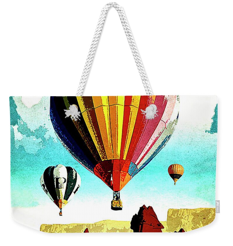 Cappadocia Weekender Tote Bag featuring the painting Cappadocia, Turkey, Hot air balloons by Long Shot