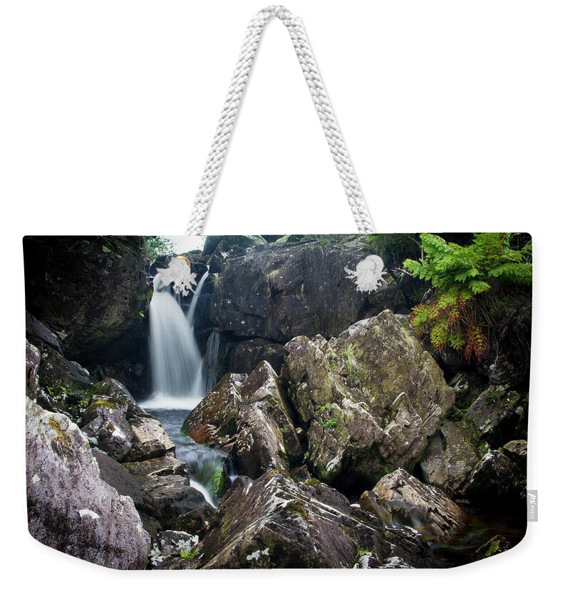 Waterfall Weekender Tote Bag featuring the photograph Cappagh Valley Waterfall 1 by Mark Callanan