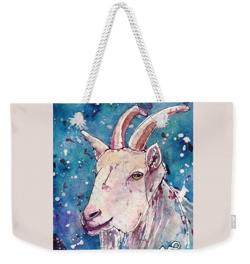 Zodiac Weekender Tote Bag featuring the painting Capricorn by Ruth Kamenev