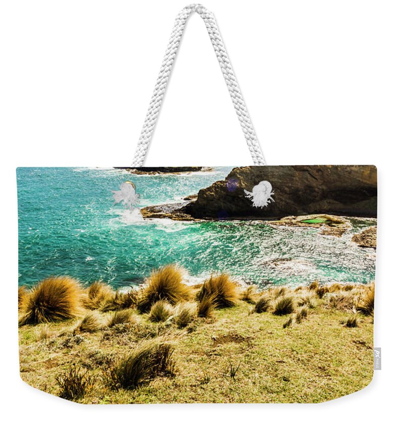 Coast Weekender Tote Bag featuring the photograph Captivating coastal cliff by Jorgo Photography