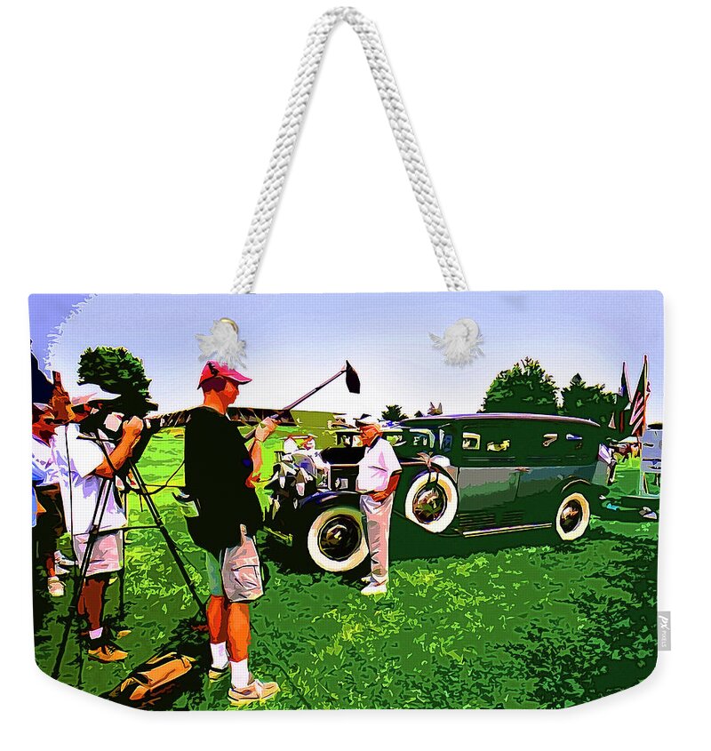 Television Weekender Tote Bag featuring the painting Car Show by CHAZ Daugherty