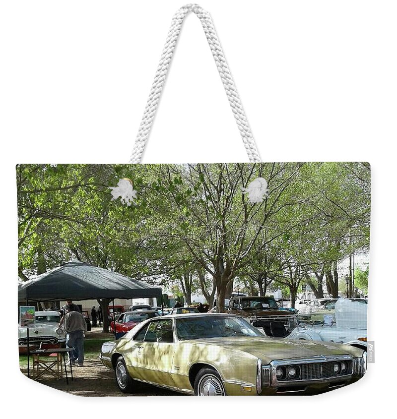 Car Show In The Park Weekender Tote Bag featuring the pyrography Car show Saturday by Jack Pumphrey