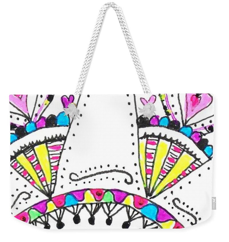 Caregiver Weekender Tote Bag featuring the drawing Caregiver Crown Of Hearts by Carole Brecht